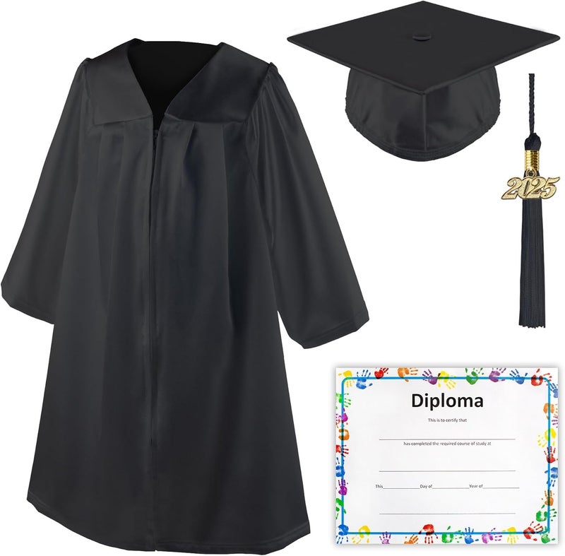 Class Act Graduation Shiny Kindergarten Preschool Graduation Cap & Gown with Matching Tassel and Diploma Certificate - Image 3